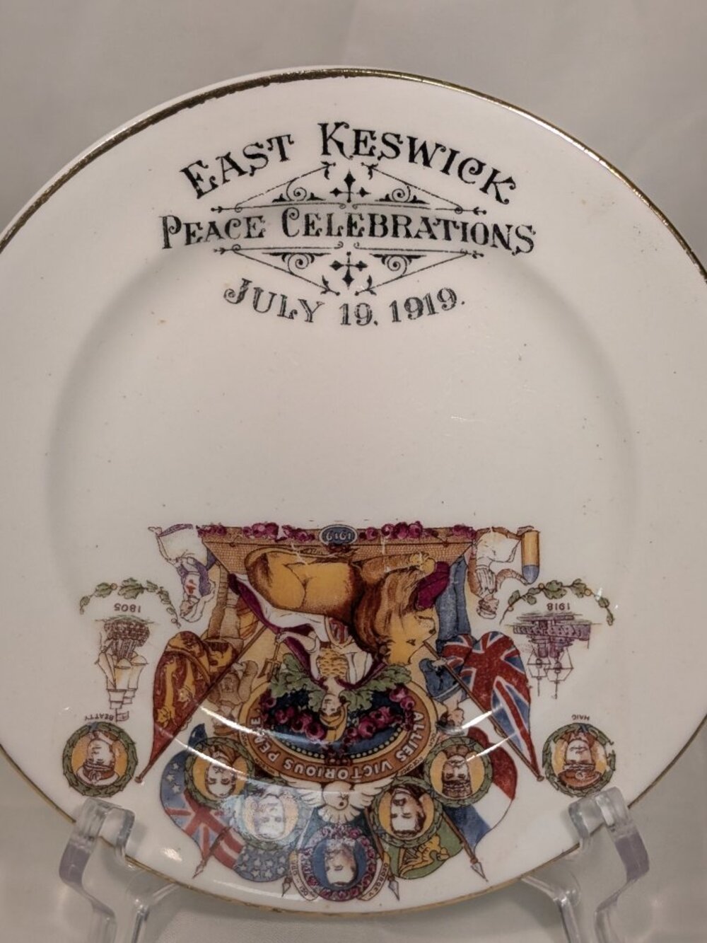Vintage 1919 East Keswick Peace Celebrations Commemorative Ceramic Plate – WWI P - Picture 4 of 6